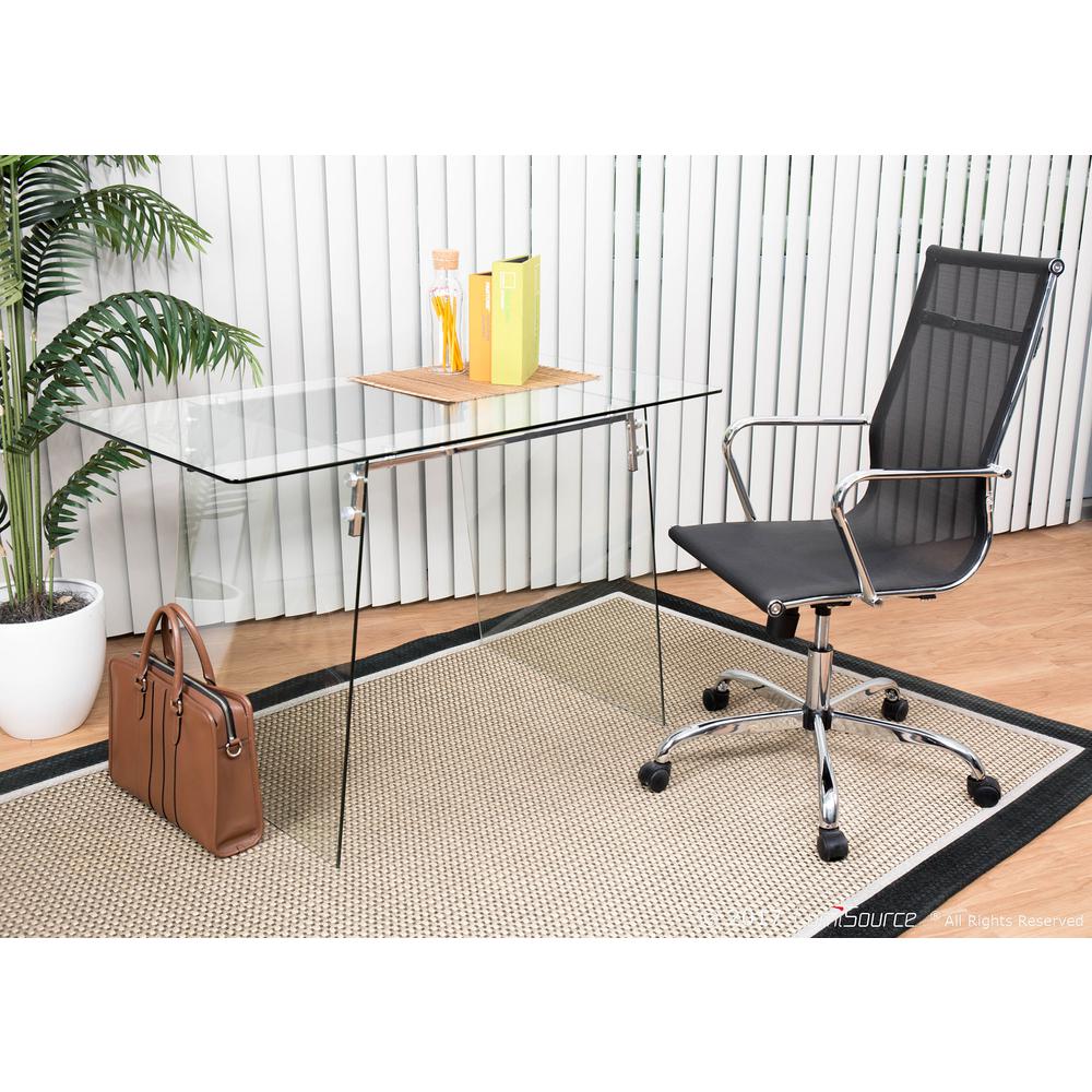 Glacier Contemporary Desk in Clear and Chrome. Picture 8