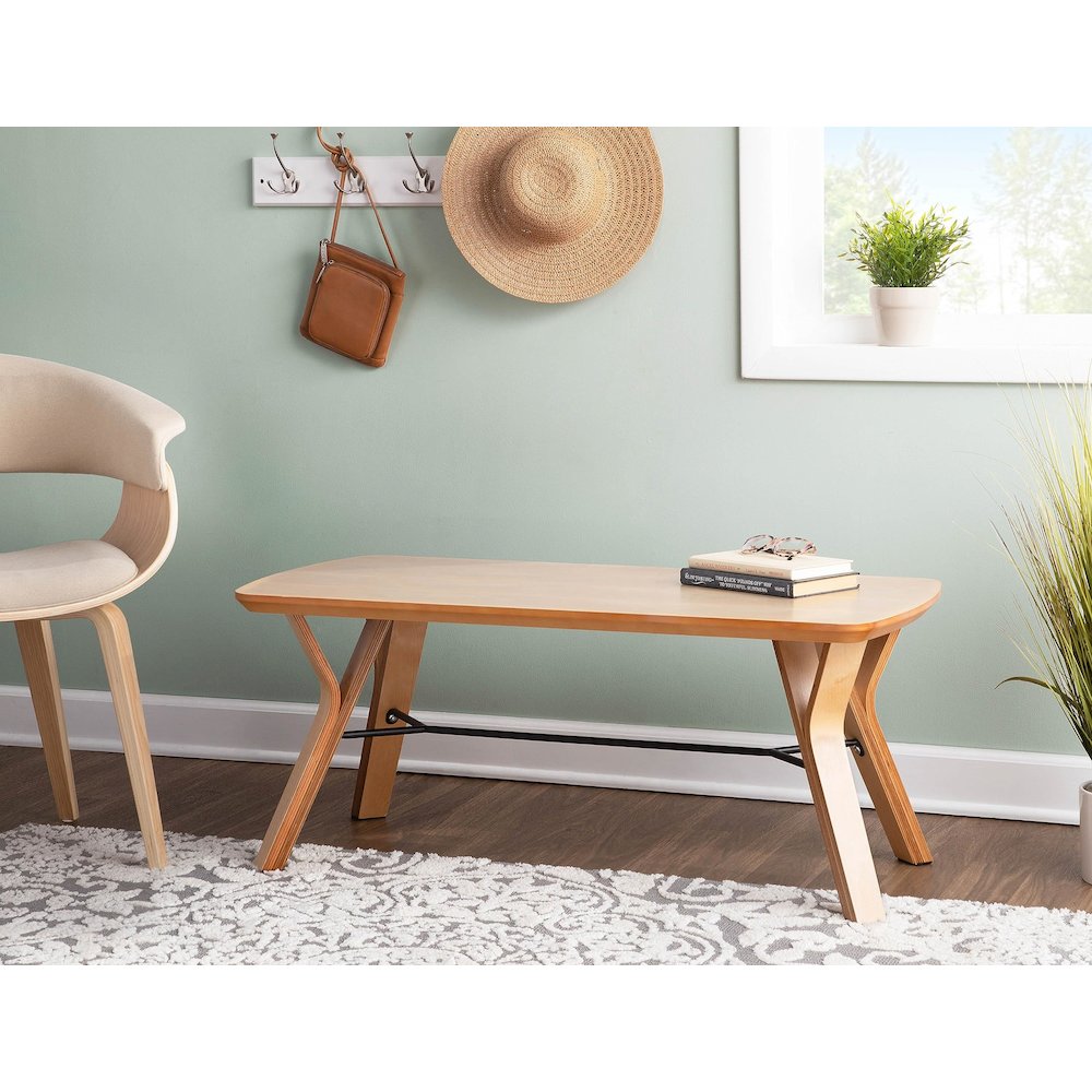 Natural Wood Folia Bench. Picture 2