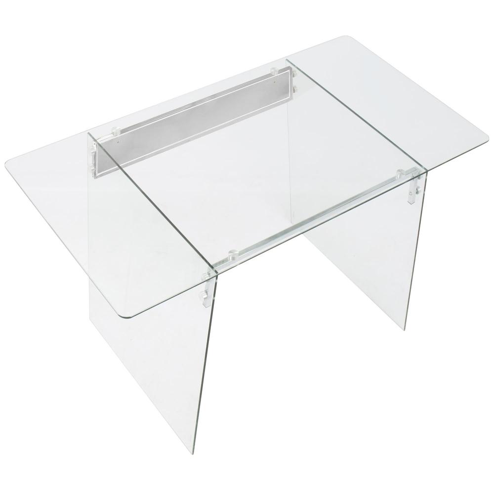 Glacier Contemporary Desk in Clear and Chrome. Picture 6