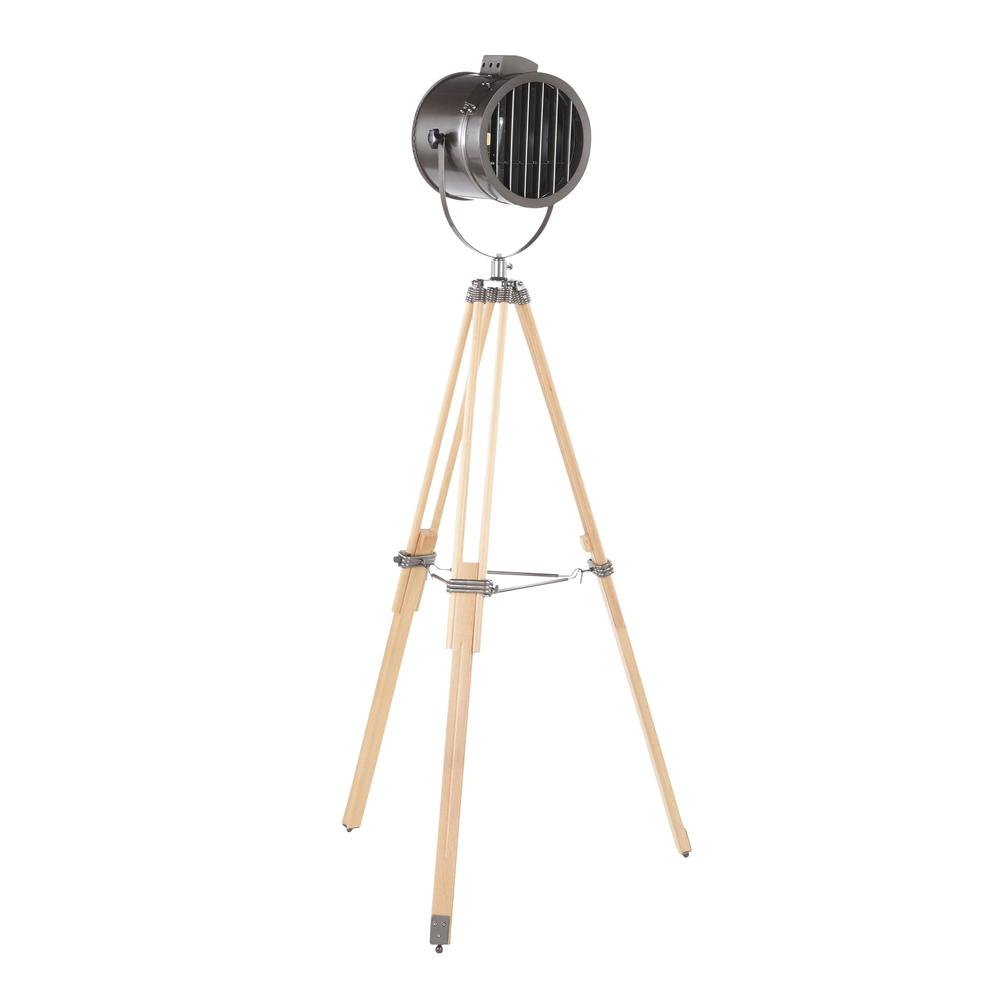 Natural Wood, Antique Metal Ahoy Floor Lamp. Picture 1