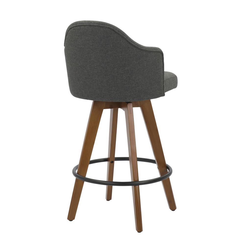 Walnut Wood, Grey Fabric Ahoy Counter Stool. Picture 3