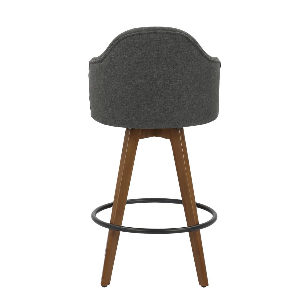 Walnut Wood, Grey Fabric Ahoy Counter Stool. Picture 4