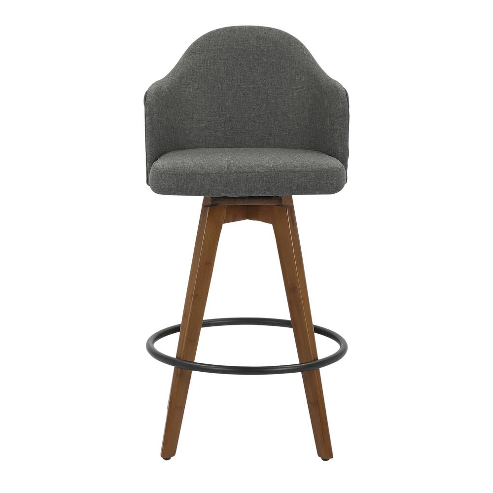 Walnut Wood, Grey Fabric Ahoy Counter Stool. Picture 5
