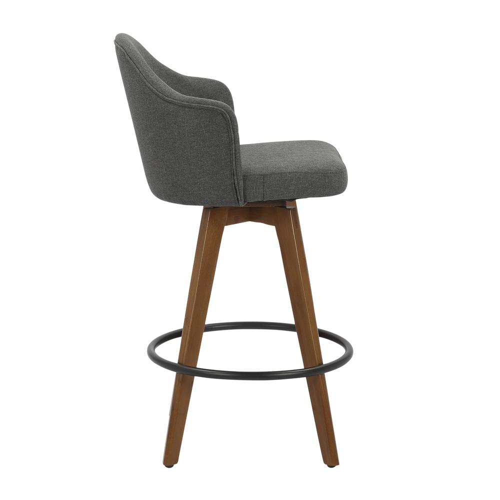 Walnut Wood, Grey Fabric Ahoy Counter Stool. Picture 2