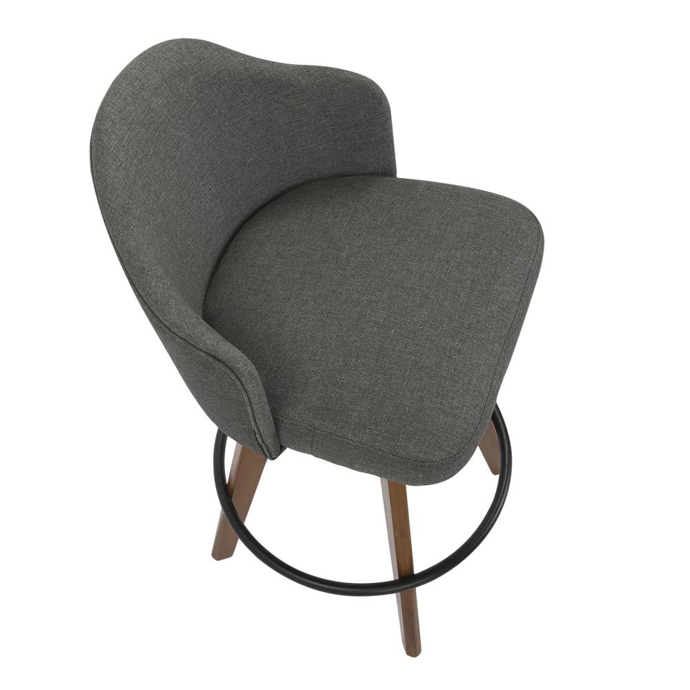 Walnut Wood, Grey Fabric Ahoy Counter Stool. Picture 6