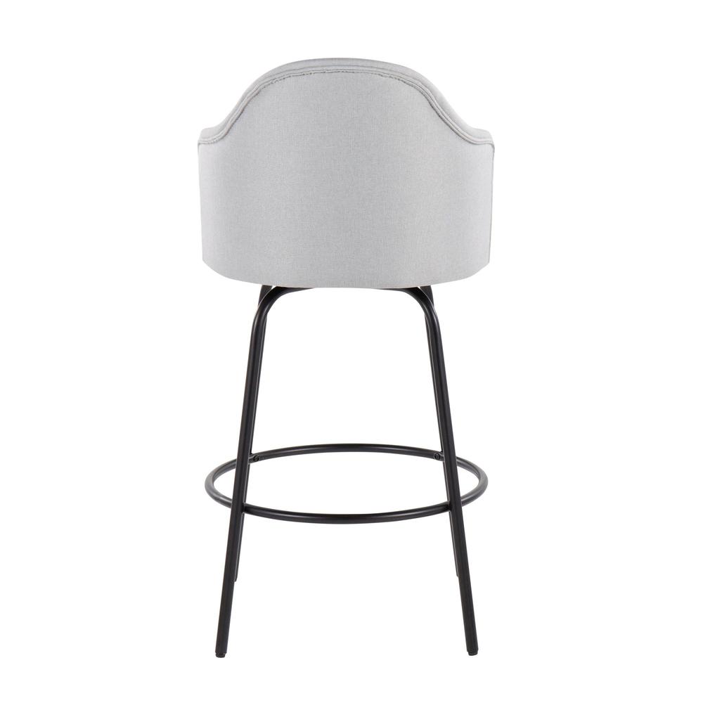 Black Metal, Light Grey Fabric Ahoy Counter Stool - Set of 2. Picture 5