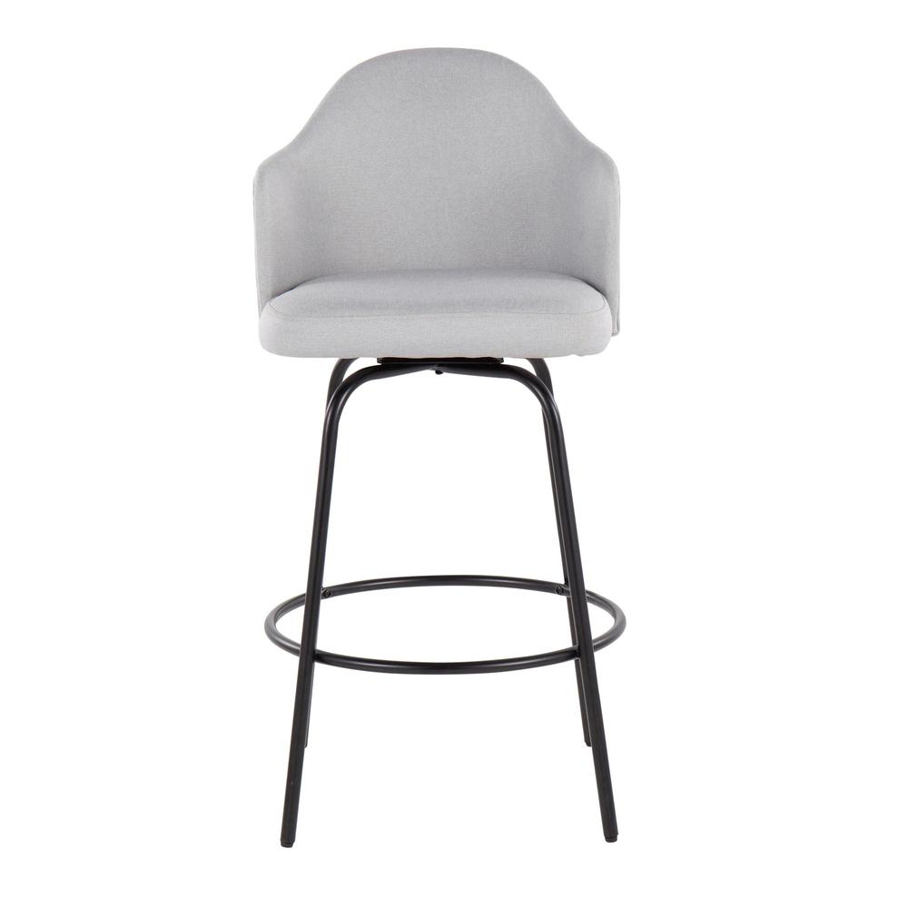 Black Metal, Light Grey Fabric Ahoy Counter Stool - Set of 2. Picture 6