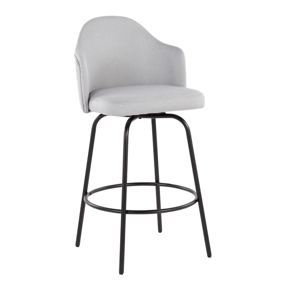 Black Metal, Light Grey Fabric Ahoy Counter Stool - Set of 2. Picture 2