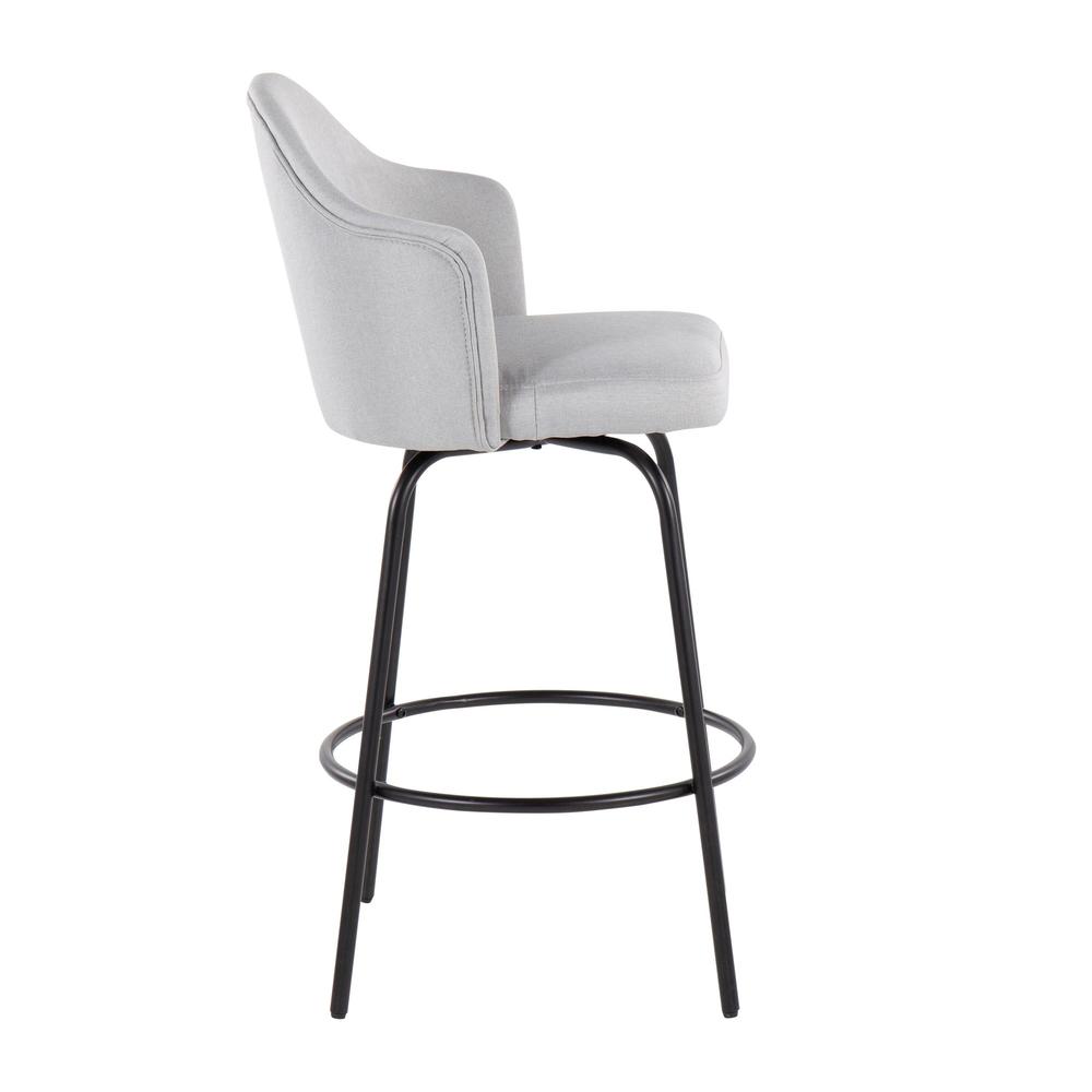 Black Metal, Light Grey Fabric Ahoy Counter Stool - Set of 2. Picture 3