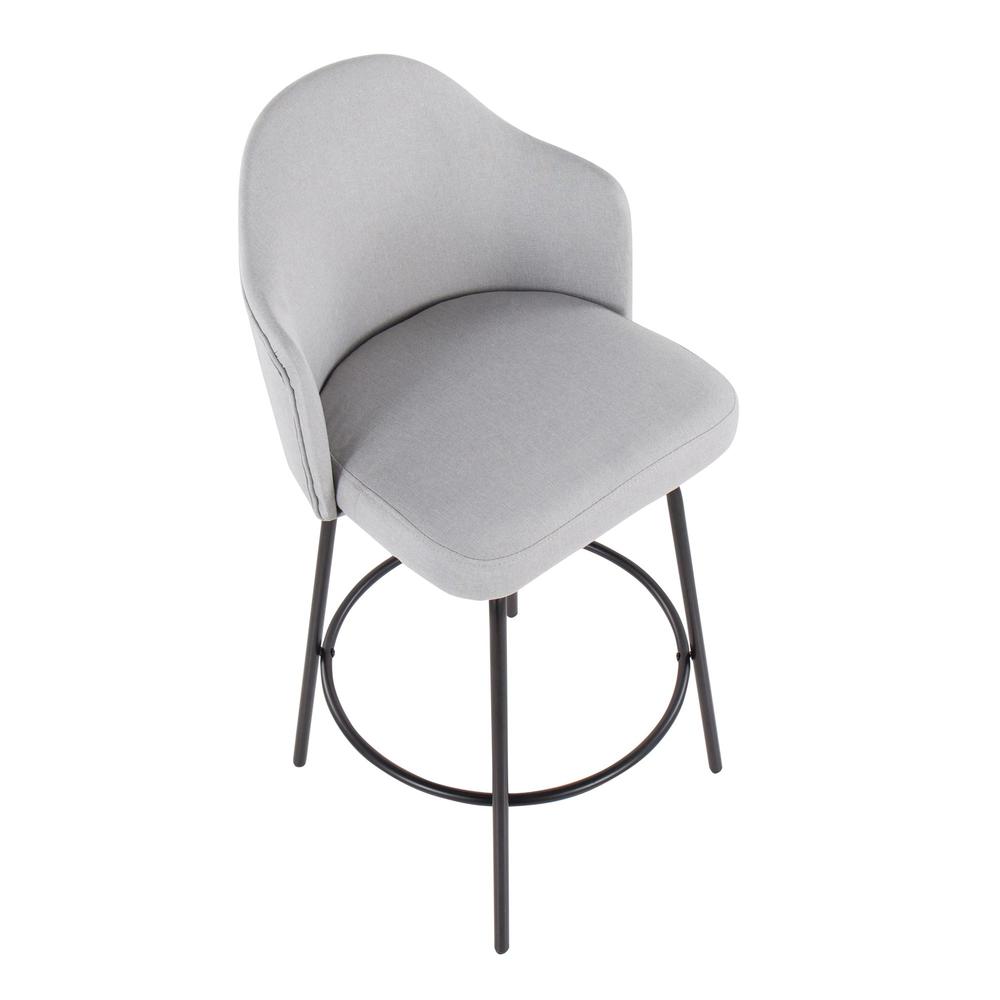 Black Metal, Light Grey Fabric Ahoy Counter Stool - Set of 2. Picture 7