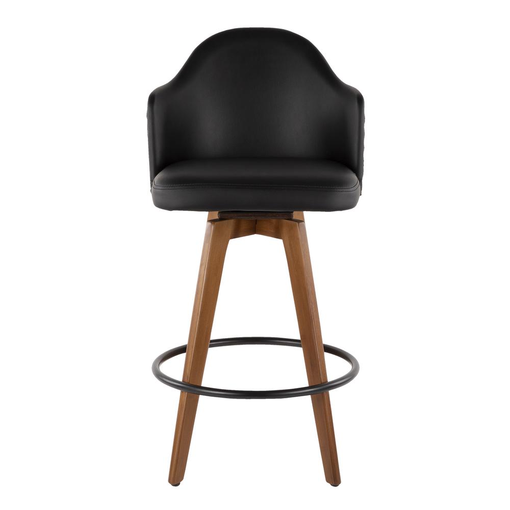 Walnut Bamboo, Black PU, Black Metal, Brass Metal Ahoy Counter Stool. Picture 5