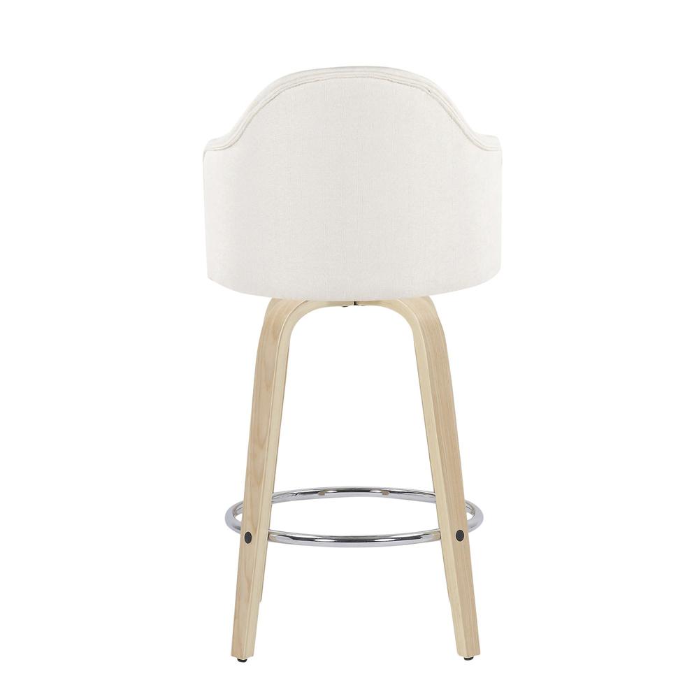 Natural Wood, Chrome, Cream Fabric Ahoy Counter Stool - Set of 2. Picture 5