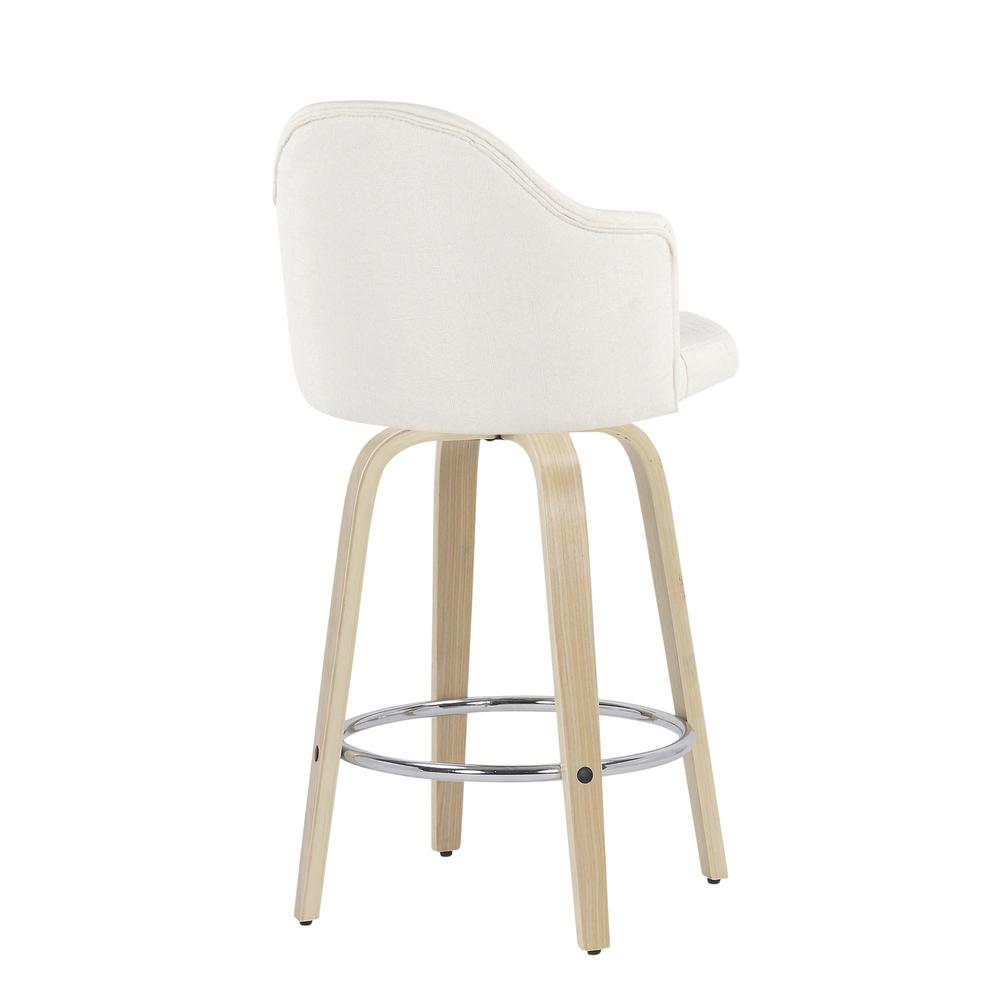 Natural Wood, Chrome, Cream Fabric Ahoy Counter Stool - Set of 2. Picture 4
