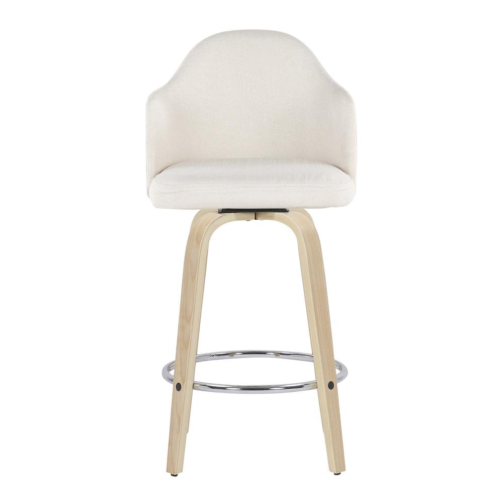 Natural Wood, Chrome, Cream Fabric Ahoy Counter Stool - Set of 2. Picture 6