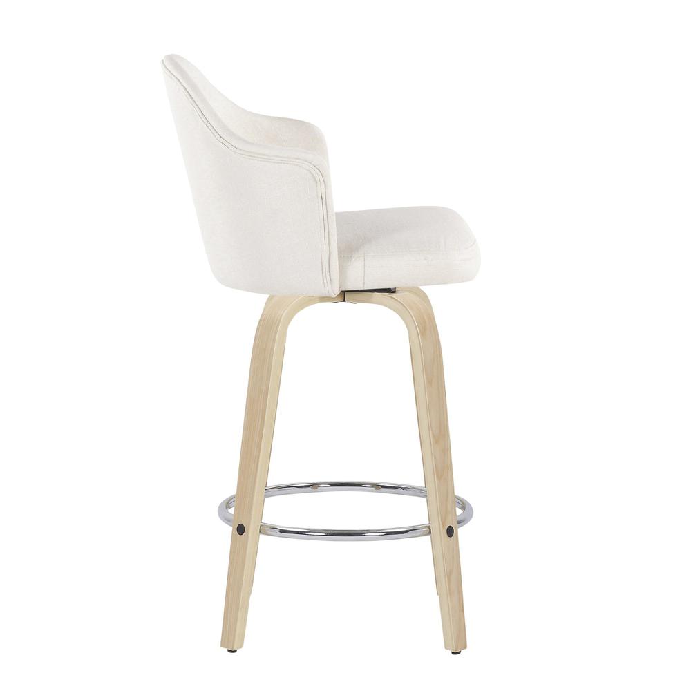 Natural Wood, Chrome, Cream Fabric Ahoy Counter Stool - Set of 2. Picture 3