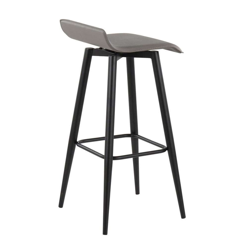 Black Steel, Grey PVC Ale Fixed-Height Bar Stool - Set of 2. Picture 4