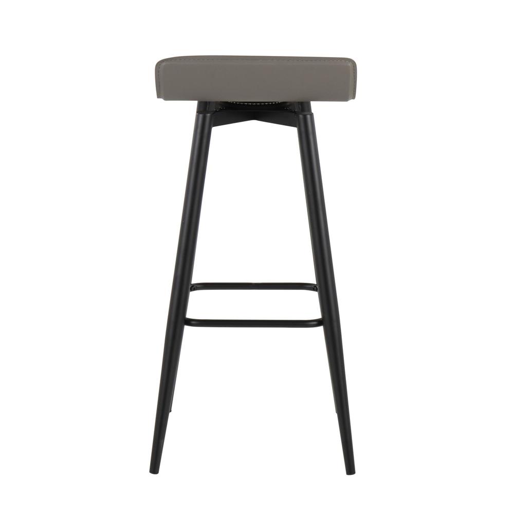 Black Steel, Grey PVC Ale Fixed-Height Bar Stool - Set of 2. Picture 5