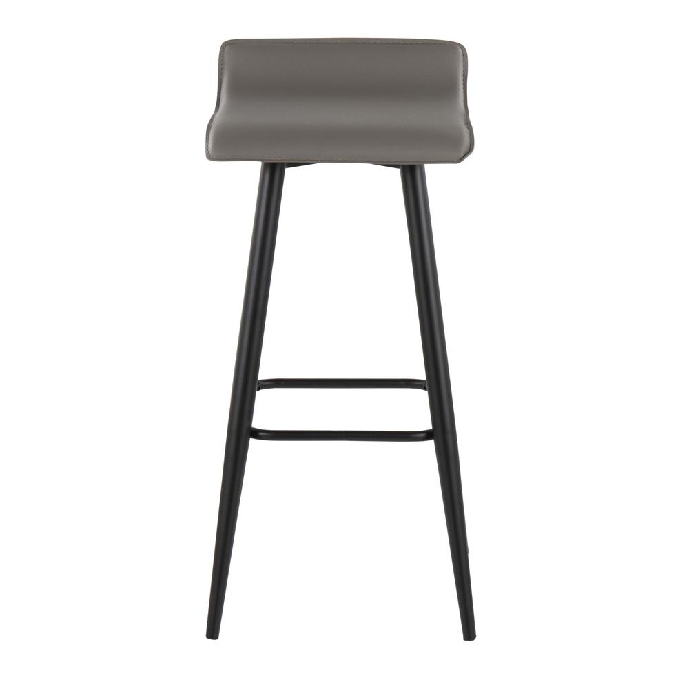 Black Steel, Grey PVC Ale Fixed-Height Bar Stool - Set of 2. Picture 6