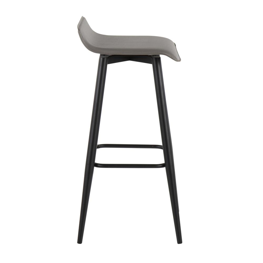 Black Steel, Grey PVC Ale Fixed-Height Bar Stool - Set of 2. Picture 3