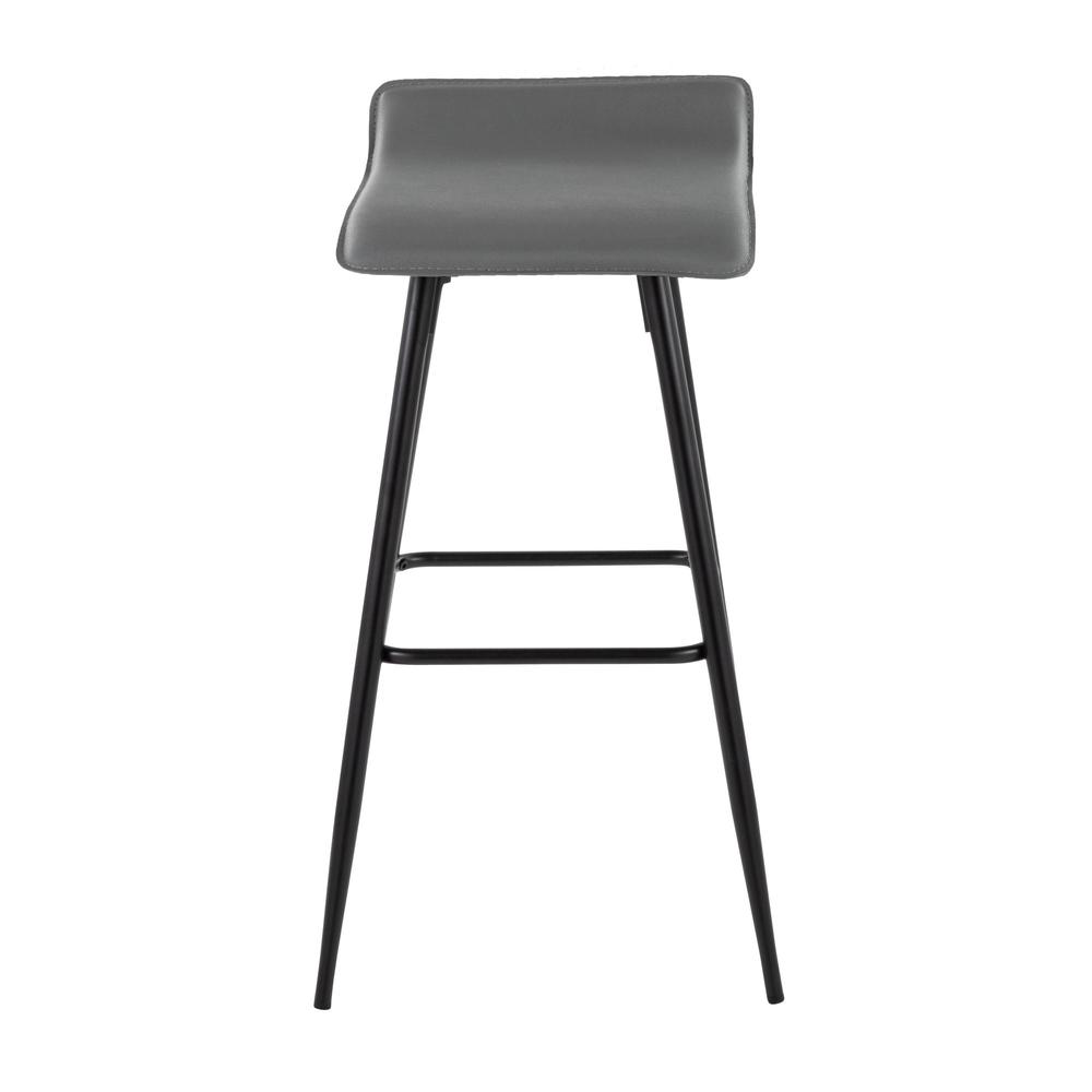 Black Steel, Grey PU Ale Fixed-Height Bar Stool - Set of 2. Picture 5