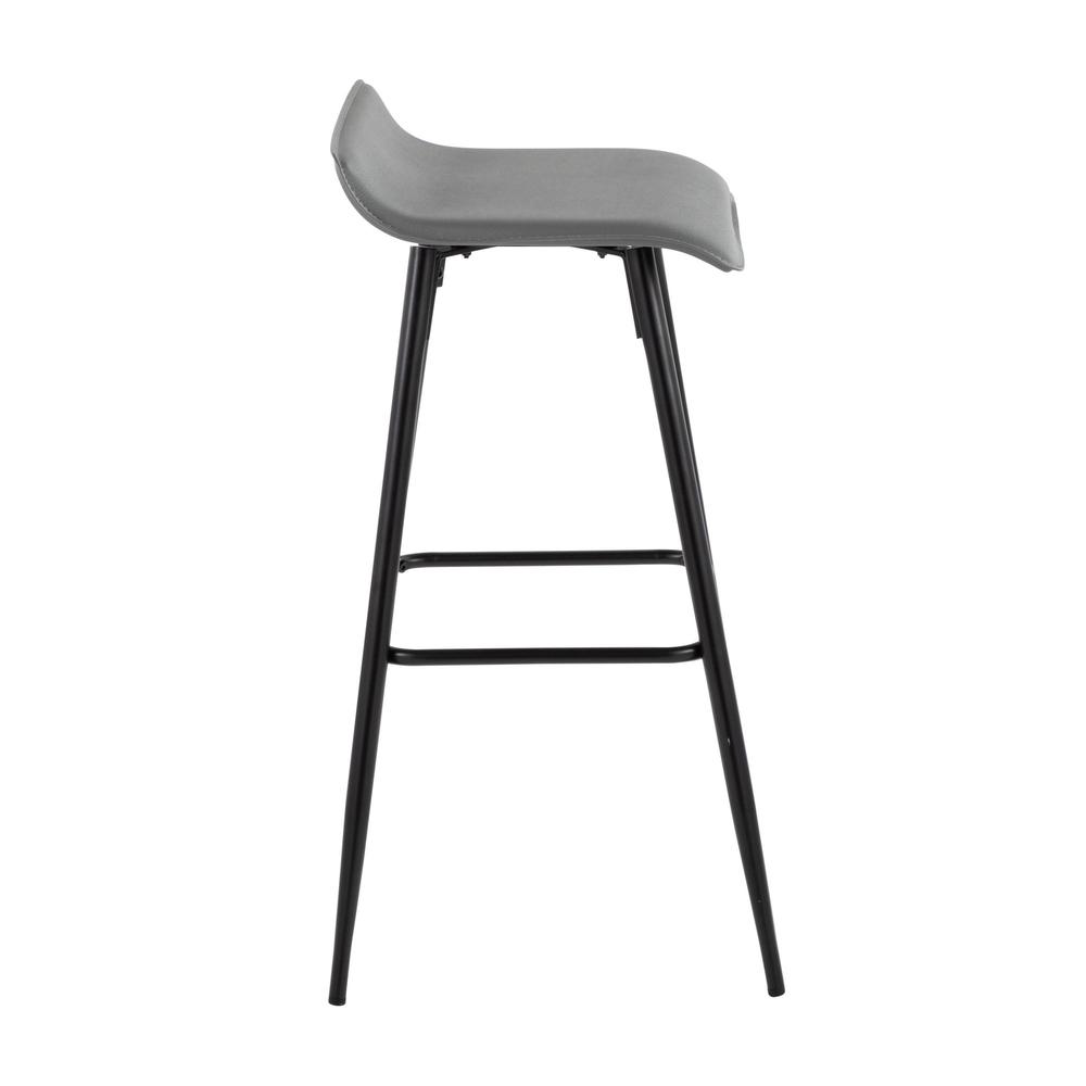 Black Steel, Grey PU Ale Fixed-Height Bar Stool - Set of 2. Picture 3