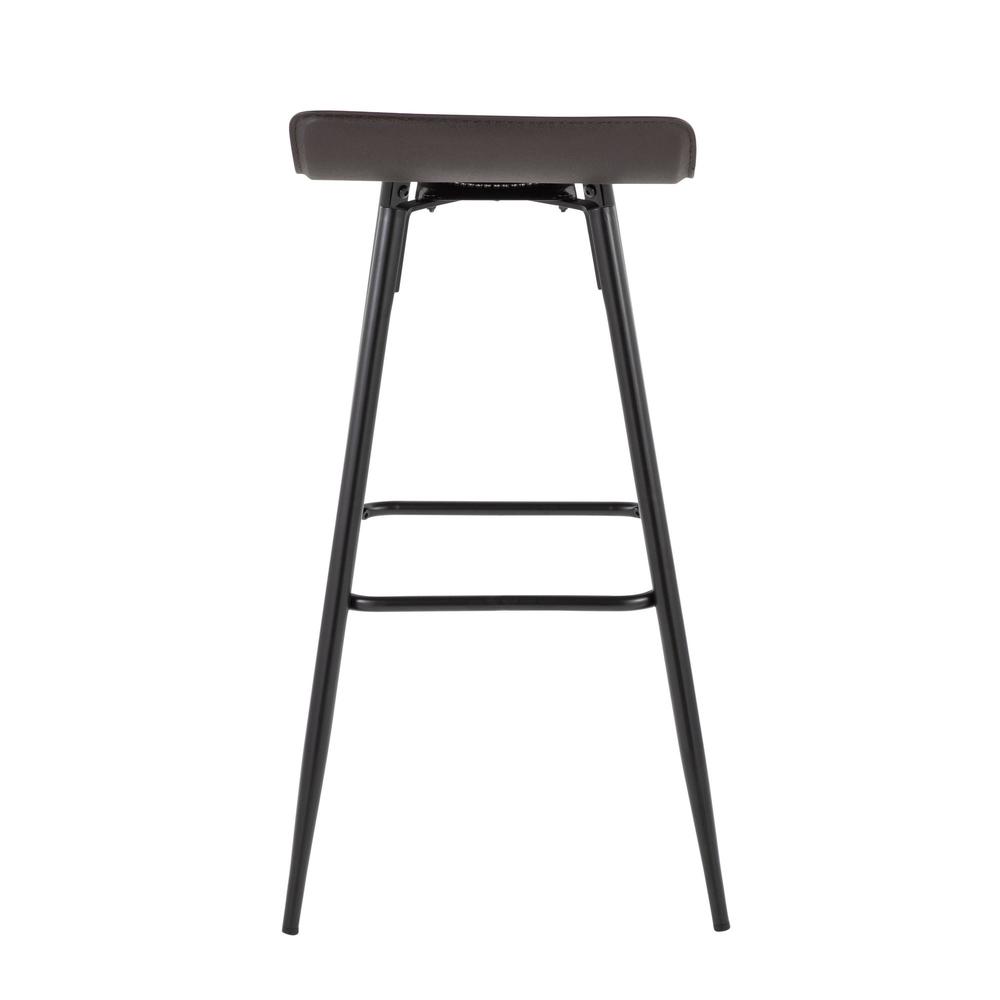 Black Steel, Espresso PU Ale Fixed-Height Bar Stool - Set of 2. Picture 5