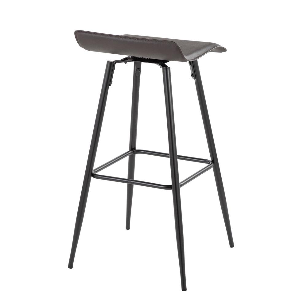 Black Steel, Espresso PU Ale Fixed-Height Bar Stool - Set of 2. Picture 4