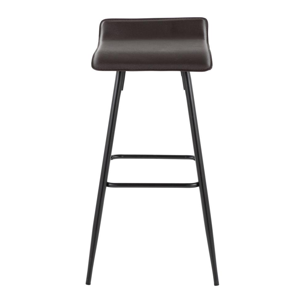 Black Steel, Espresso PU Ale Fixed-Height Bar Stool - Set of 2. Picture 6
