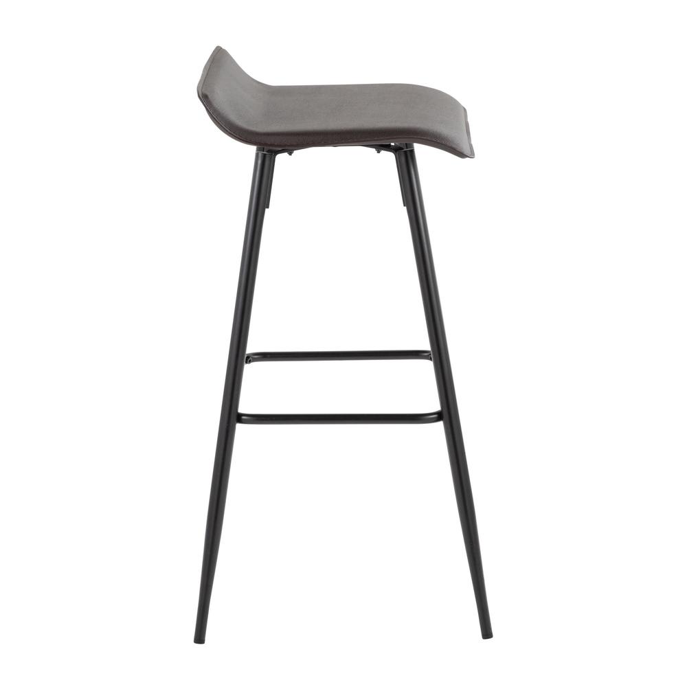 Black Steel, Espresso PU Ale Fixed-Height Bar Stool - Set of 2. Picture 3
