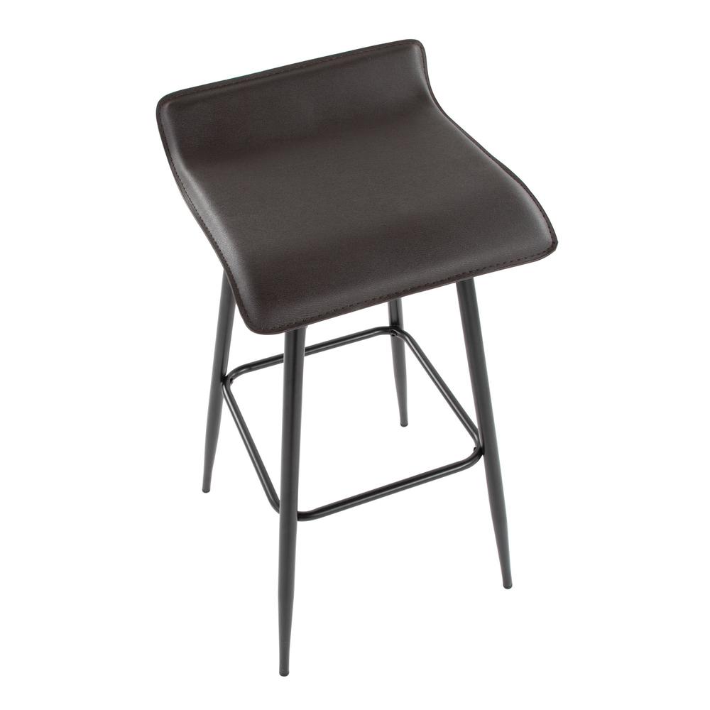 Black Steel, Espresso PU Ale Fixed-Height Bar Stool - Set of 2. Picture 7