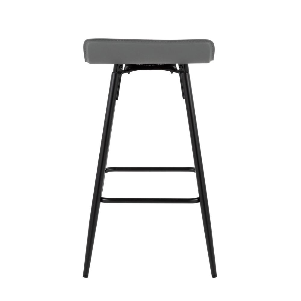 Black Steel, Grey PU Ale Fixed Height Counter Stool - Set of 2. Picture 5