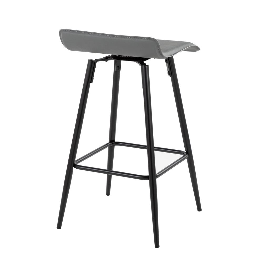 Black Steel, Grey PU Ale Fixed Height Counter Stool - Set of 2. Picture 4
