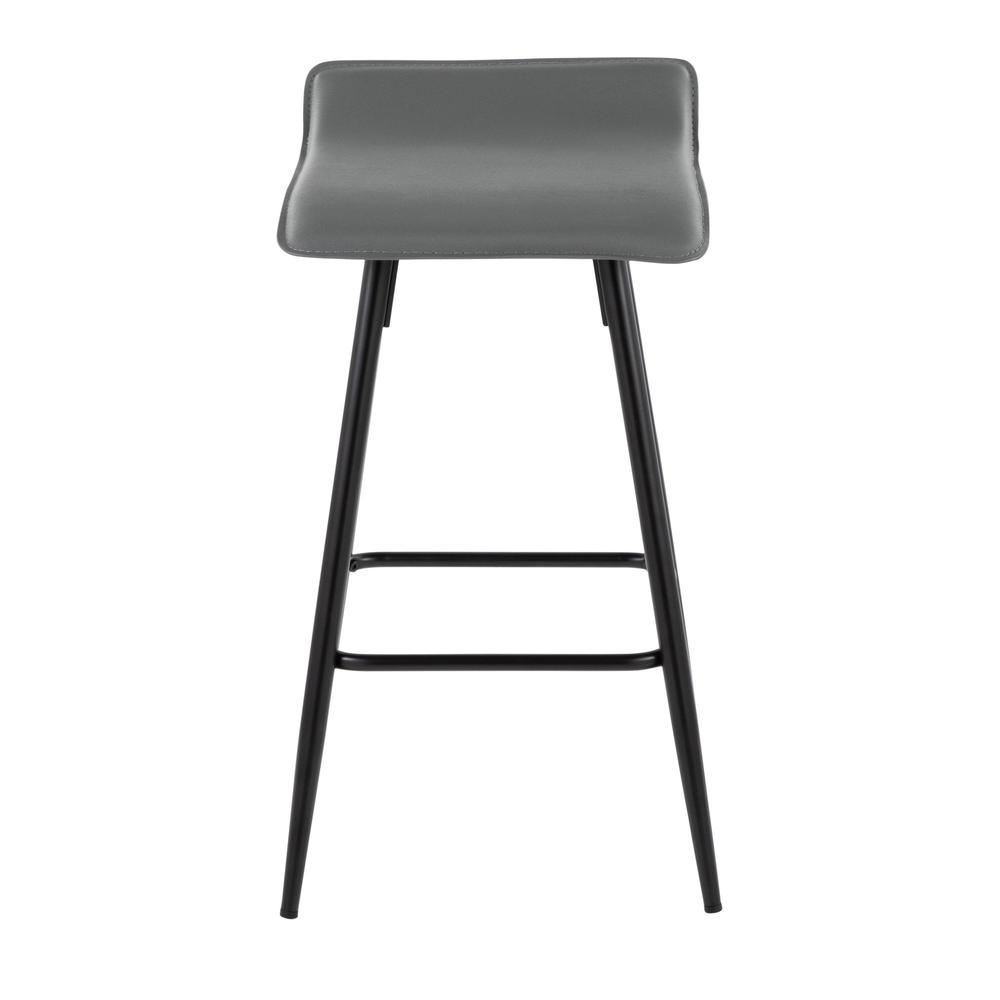 Black Steel, Grey PU Ale Fixed Height Counter Stool - Set of 2. Picture 6
