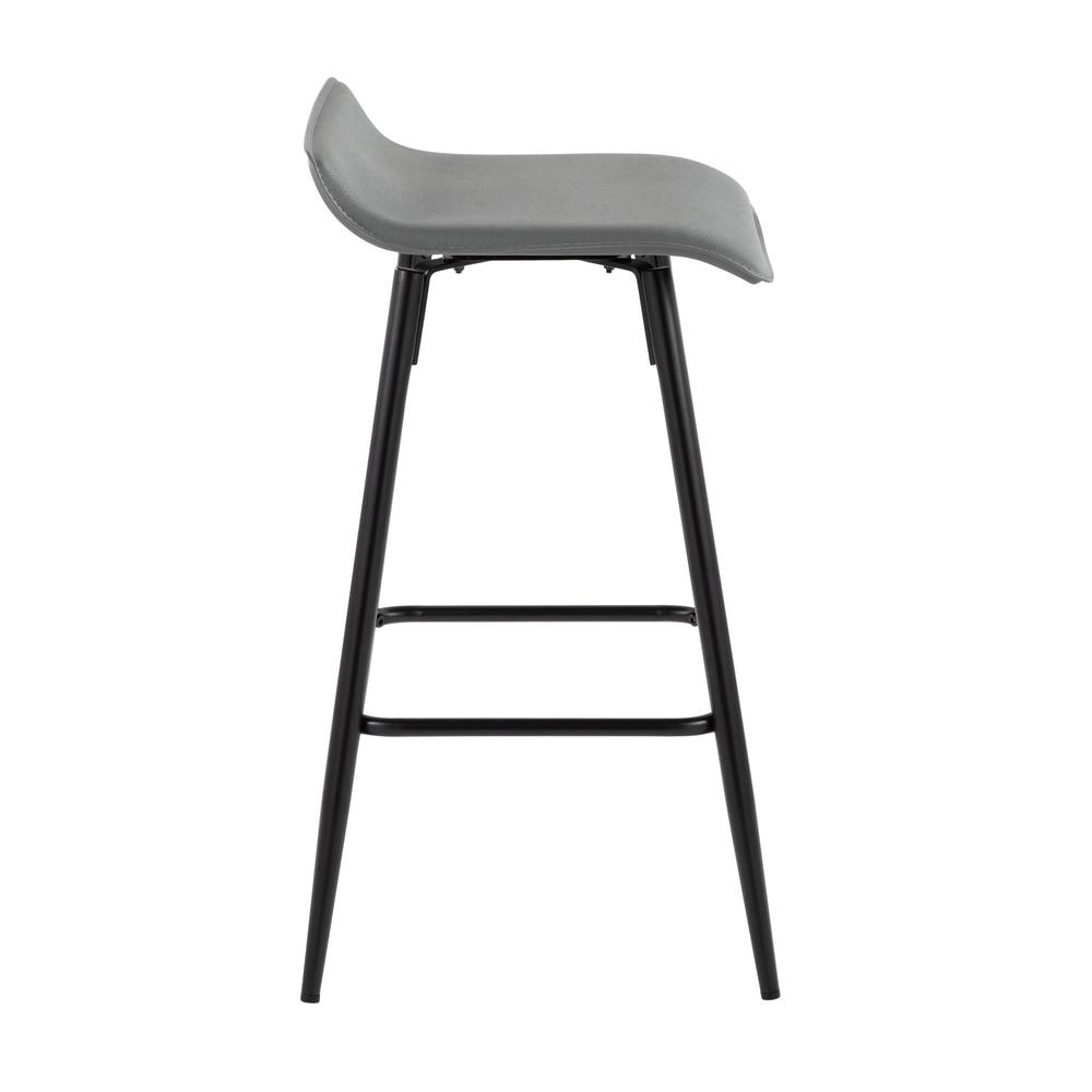 Black Steel, Grey PU Ale Fixed Height Counter Stool - Set of 2. Picture 3