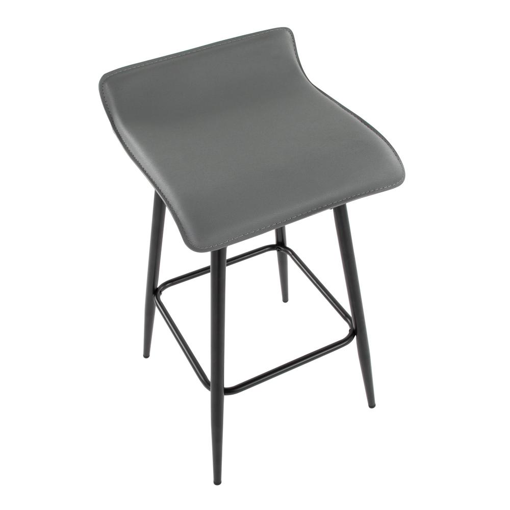 Black Steel, Grey PU Ale Fixed Height Counter Stool - Set of 2. Picture 7