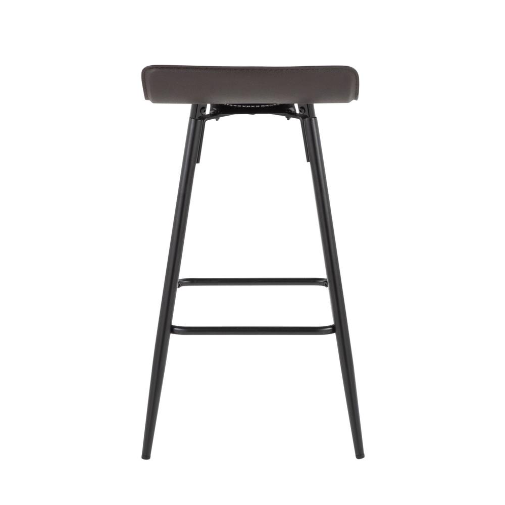 Black Steel, Espresso PU Ale Fixed Height Counter Stool - Set of 2. Picture 5