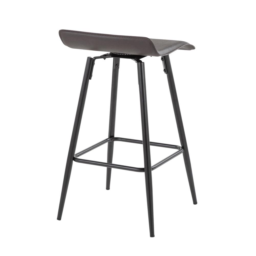Black Steel, Espresso PU Ale Fixed Height Counter Stool - Set of 2. Picture 4