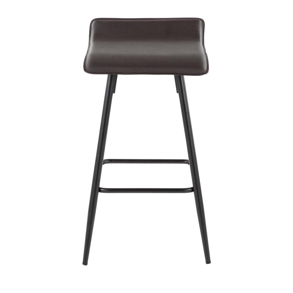 Black Steel, Espresso PU Ale Fixed Height Counter Stool - Set of 2. Picture 6