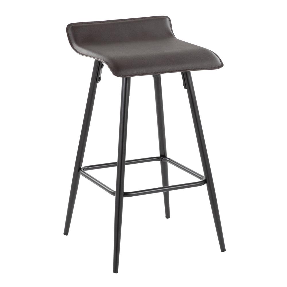 Black Steel, Espresso PU Ale Fixed Height Counter Stool - Set of 2. Picture 2