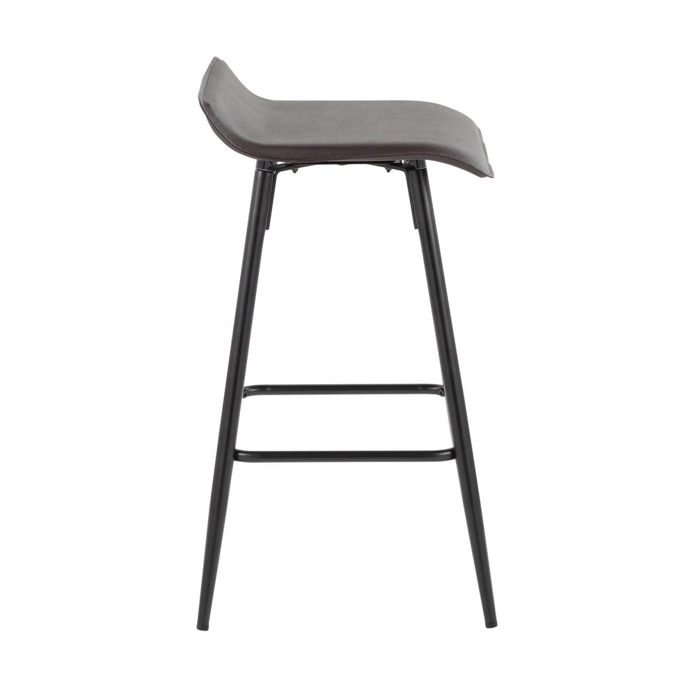 Black Steel, Espresso PU Ale Fixed Height Counter Stool - Set of 2. Picture 3