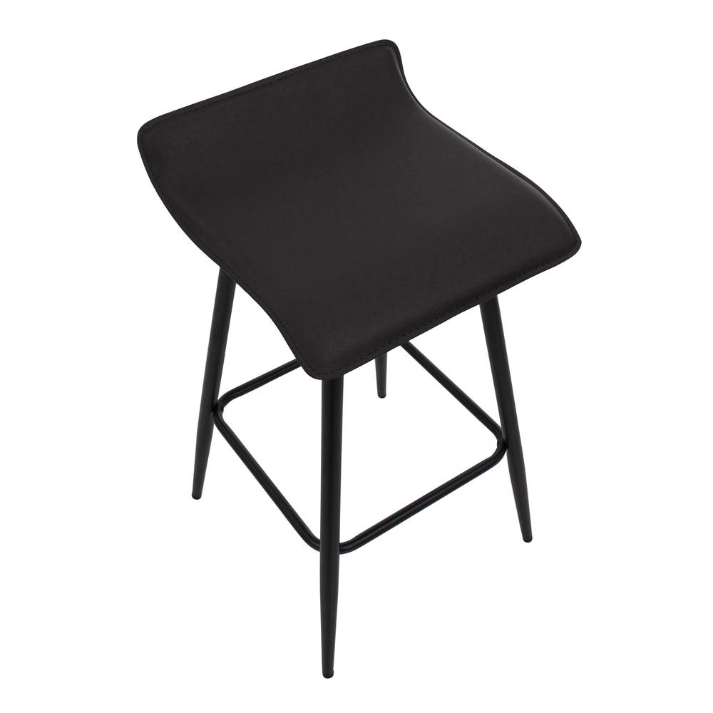 Black Steel, Espresso PU Ale Fixed Height Counter Stool - Set of 2. Picture 7