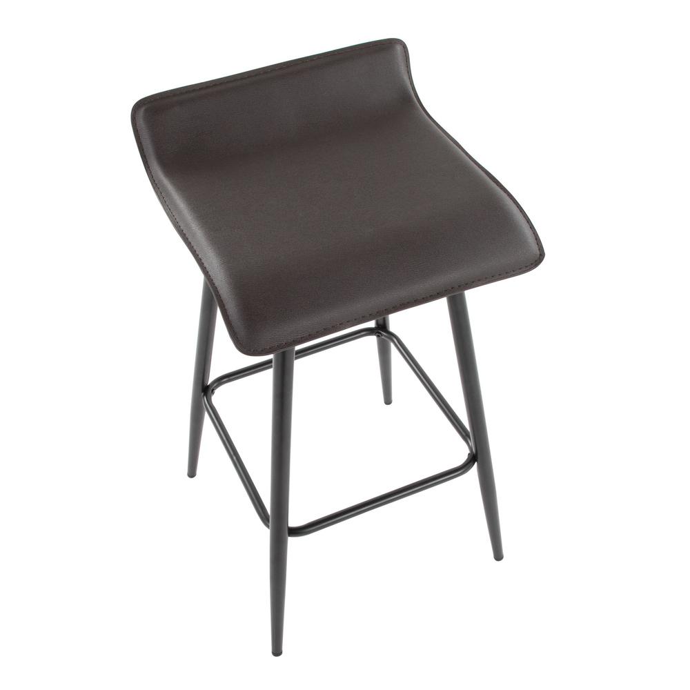 Black Steel, Espresso PU Ale Fixed Height Counter Stool - Set of 2. Picture 9