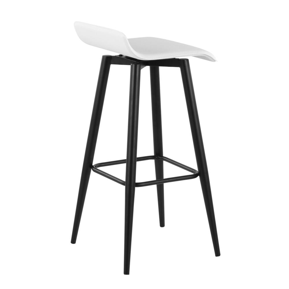 Black Steel, White PVC Ale Fixed-Height Bar Stool - Set of 2. Picture 4