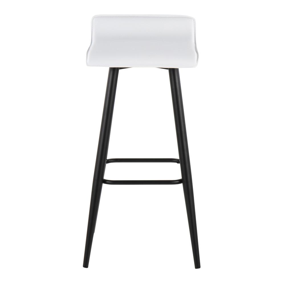 Black Steel, White PVC Ale Fixed-Height Bar Stool - Set of 2. Picture 6
