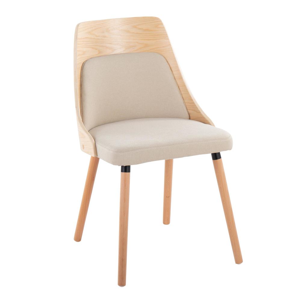 Natural Wood, Cream Fabric Anabelle Chair (Set of 2). Picture 2