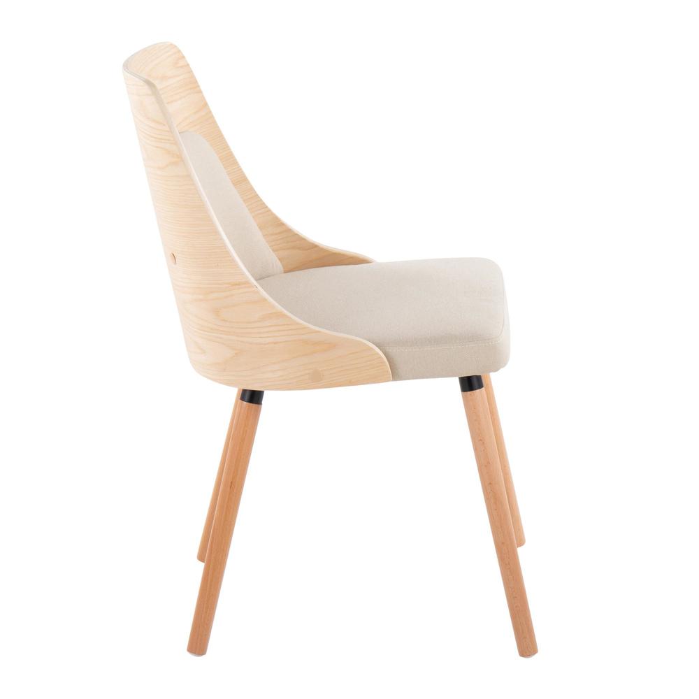 Natural Wood, Cream Fabric Anabelle Chair (Set of 2). Picture 3
