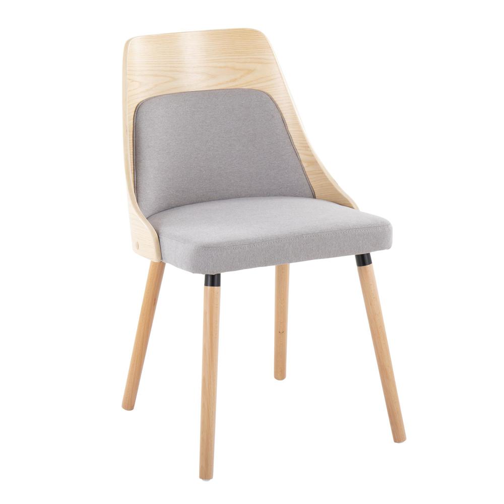 Natural Wood, Grey Fabric Anabelle Chair (Set of 2). Picture 2