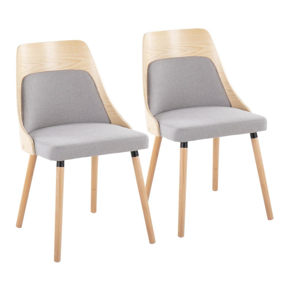 Natural Wood, Grey Fabric Anabelle Chair (Set of 2). Picture 1