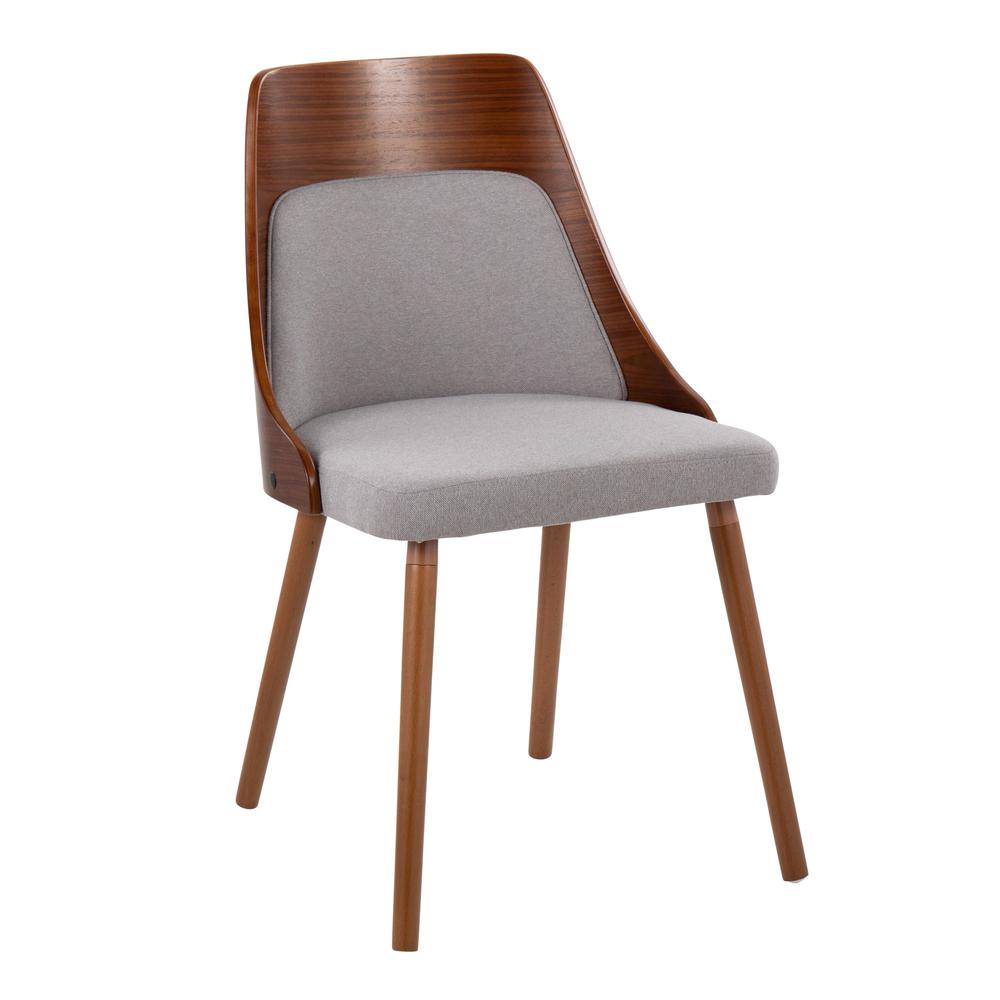 Walnut Wood, Grey Fabric Anabelle Chair (Set of 2). Picture 2