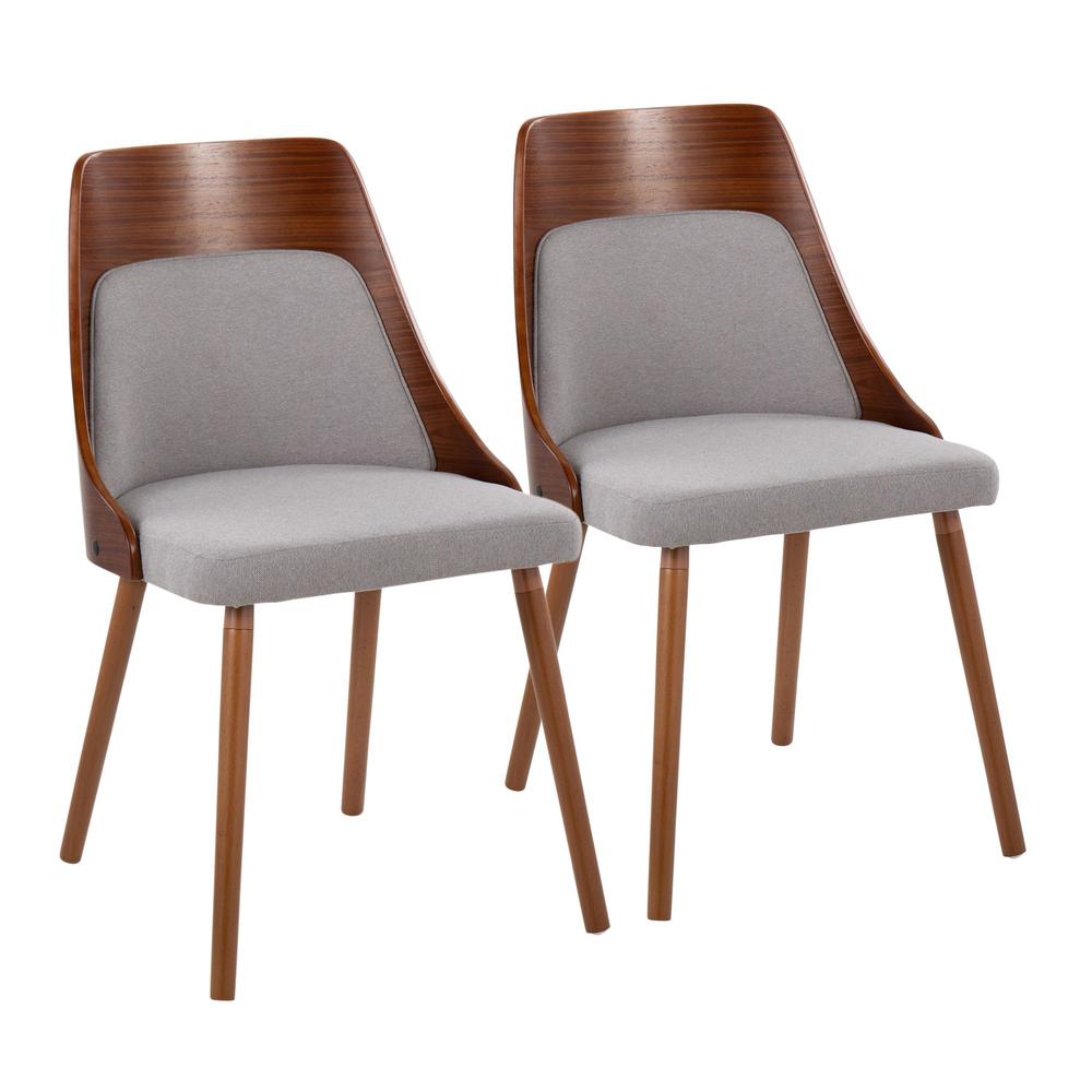 Walnut Wood, Grey Fabric Anabelle Chair (Set of 2). Picture 1